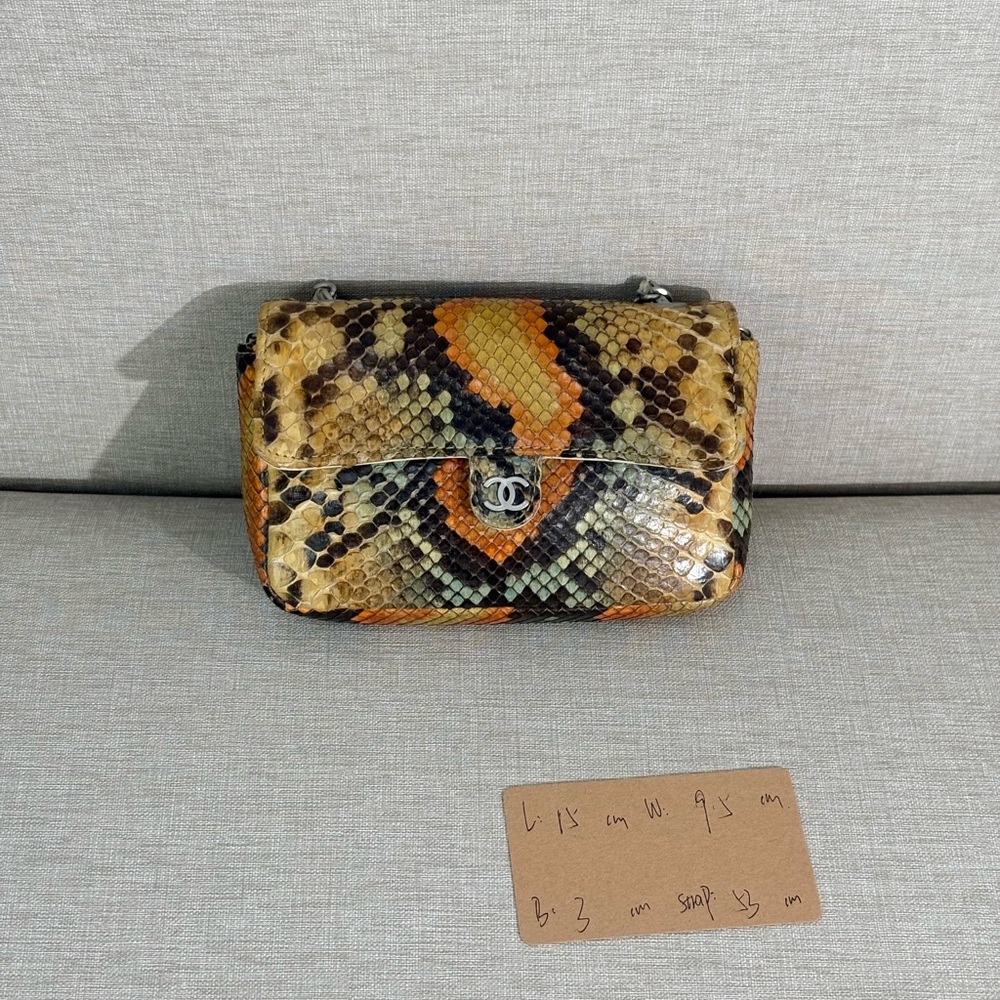 SOLD - CHANEL Multicolor Python Mini Flap Bag SHW - Picture 15 of 16